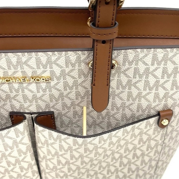 Michael Kors Medium Double Packet Tote Bag & Trifold Wallet Vanilla/Brown - Picture 5 of 14